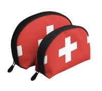 Tunisian flag Moon Cosmetic Bag, Travel Makeup Pouch, Portable Waterproof Cosmetic Pouch for Girls Women., Swiss Flag, One Size