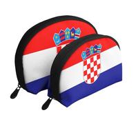 Tunisian flag Moon Cosmetic Bag, Travel Makeup Pouch, Portable Waterproof Cosmetic Pouch for Girls Women., Republic Of Croatia Flag, One Size