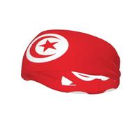 Tunisian Flag Sweat Band Headband for Men Women - Athletic Stretchable Breathable for Running Gym Tennis Yoga & All Sports