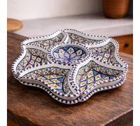 Tunisian Terracotta Ceramic Flower Appetizer, Hand-Painted Artifact 2611201206 Morocco Turkey Ethnic of the World