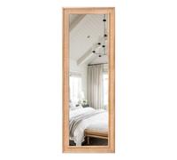 Tunjig Rattan Full Length Mirror 18"x48" Long Mirror Wood Framed Large Hanging Wall Mounted Mirror Full Body Mirror Decorative Rectangle Floor Mirror Leaning Against Wall for Bedroom Living Room