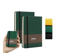 TUNJILOOL 2-Pack A7 Dotted Notebook - Leather Hardcover, 192 Pages 80GSM Thick Paper, Elastic Band & Inner Pocket for Creative Planning, Sketching, & Daily Notes