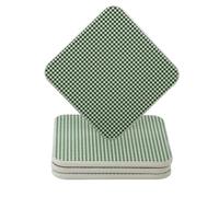 TUNJILOOL 4 Pcs Leather Coasters, PU Leather Round Drinking Coasters Cup Mat for Drinks Live for Hot or Cold Drink Thickened, Non-Slip, Non-Stick (Green)
