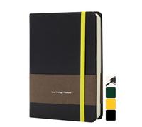 TUNJILOOL A5 Leather Journal Notebook - Dotted/Grid/Blank Pages, 100GSM Thick Paper, Water-Resistant Cover, Elastic Closure & Inner Pocket