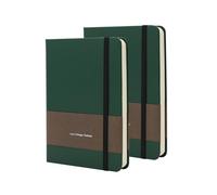 TUNJILOOL A6 Leather Journal Notebook - 2Pack Dotted/Grid/Blank Pages, 100GSM Thick Paper, Water-Resistant Cover, Elastic Closure & Inner Pocket (Green)