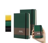 TUNJILOOL A7 Notebook, 2Pack Journal Leather Hardcover 192 Pages Thick Paper with 80GSM Blanks/Dotted/Grid, with Elastic Band & Inner Pocket for Writing and Sketching (A6, Dark Green)