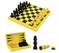 TUNJILOOL Chess Set Board Games 3 in 1,Wooden Folding Hand Crafted Portable Travel Chess Board Game Sets Travel Chess Strategy Gamesfor Adults and Kids (18 * 18 cm)