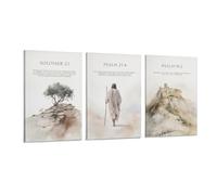 Tunka Bible Verse German Version Poster Art Print, Psalm 23, 91 And Jeremiah 2 Jesus Christian Inspiring Scripture Wall Art Easter Decor Set Of 3 Frame 24x36inch(60x90cm)