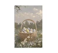 Tunka Easter Floral Basket Poster Art Print Daisy Egg With Wildflower Field With Daisy Egg Floral Wall Art Spring Easter Decor Unframe-style 08x12inch(20x30cm)