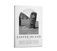 Tunka Easter Island Chile Poster Art Print Vintage Rapa Nui Moai Statues Travel City Black And White Wall Art Easter Decor Frame-style 20x30inch(50x75cm)