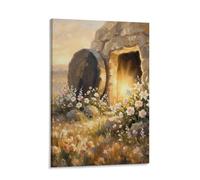 Tunka Empty Tomb Scene Painting Poster Art Print He Is Risen Jesus Christian Wall Art Easter Decor Frame-style 08x12inch(20x30cm)