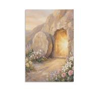 Tunka Empty Tomb Scene Painting Poster Art Print He Is Risen Jesus Christian Wall Art Easter Decor Unframe-style 08x12inch(20x30cm)