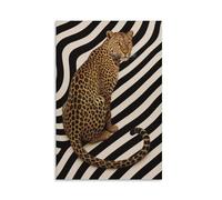 Tunka Fashion Leopard Canvas Poster Art Print, Vintage Black And White Cheetah Modern Animal Trendy Retro Teen Girls Dorm Wall Art Decor For Bedroom Bar Cart Bathroom Living Room