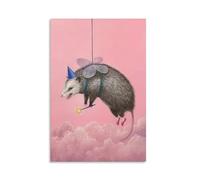 Tunka Funny Vintage Opossum Poster Art Print Fairy God Opossum Humor Wall Art Decor For Wild Animals Lovers Bedroom Living Room Bathroom