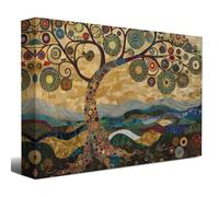 Tunka Gustav Klimt Tree Of Life Painting Canvas Poster Art Print Vintage Fantasy Tree Forest Flower Nature Landscape Mystical Spiritual Wall Art Decor For Living Room, Bedroom Kitchen Bathroom
