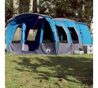 Tunnel Family Tent 8 People Blue Waterproof Polyester with PU Coating 430 x 314 x 183 cm 3 Sleeping Cabins 7 Windows Awning Sturdy Poles Ideal for Camping and Outdoor Use
