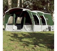 Tunnel Family Tent 8 Person Green Waterproof with 3 Sleeping Cabins 7 Windows Lightweight Poles Entrance Hall and Standing Height Ideal for Camping, Trekking, Outdoor, Festival and Nature Experience