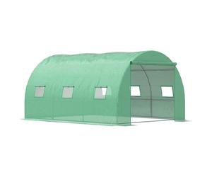 Tunnel Greenhouse 4x3x2m Walk-In PE Cover Galvanized Steel Frame Green Roll-Ups