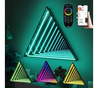 Tunnel Mirror Lamp,Infinity Mirror Art Light Night Light,3D Mirror Tunnel Light,with Remote Control and Multi Color Changing Light,Mirror Wall Hanging Lights Quadrilateral-30cm/11.8"