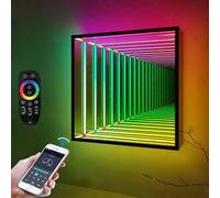 Tunnel Mirror Lamp,Infinity Mirror Art Light Night Light,3D Mirror Tunnel Light,with Remote Control and Multi Color Changing Light,Mirror Wall Hanging Lights Quadrilateral-30cm/11.8"