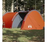 Tunnel Tent 4 Person Orange Waterproof with Removable Fly Tent E-Connection Breathable Mosquito Net Lightweight Poles Ideal for Camping, Trekking, Outdoor, Festival and Travel