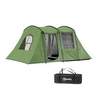 Tunnel Tent Green 3-4 Person 455x300x212cm Polyester Fibreglass 3000mm Porch LED