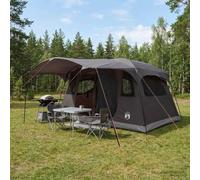 Tunnel Tent with Polyester and Steel, Camping, Brown Grey, 366x244x198 cm