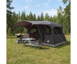 Tunnel Tent with Polyester and Steel, Camping, Brown Grey, 366x244x198 cm