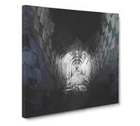 Tunnel Walkway in New York City in Abstract Modern Canvas Wall Art Print Ready to Hang, Framed Picture for Living Room Bedroom Home Office Décor, 20x20 Inch (50x50 cm)
