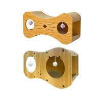 tunnelKitten Scratcher ? 45x20x22cm Playhouse Nest, Wood Corrugated Fun Cave, Double-Layer Exercise and Entertainment Design | Cat House for Indoor Outdoor Living Room Corner Floor Play Pets
