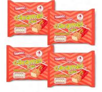 Tunnock's Caramel Log Wafer Biscuits - 4 Pack (4 x 32g) | 16 Individually Wrapped Bars | Chocolate Covered Wafer with Caramel & Toasted Coconut | Suitable for Vegetarians