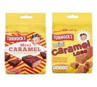Tunnock's Mini Caramel Wafer Biscuits and Mini Caramel Logs, Milk Chocolate, Roasted Coconut Covered