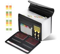 TUNROP Document Organiser, 12 Pockets File Organiser Box with Zipper and Labels, Office Home Portable Expanding File Folder, Filing Folder, Paperwork Organiser, for A4 Files, Bill, Receipts and More.