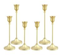 Tunyet Candlestick Holders 10PCS, Metal Taper Candle Holder, Candle Holders for Pillar Candles, Candle Holder for Halloween Decorations (6LSGOLD)