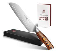 TUO 7 inches Santoku Knife Asian Granton Chef Knife Hollow Ground High Carbon German Steel Kitchen Cutlery with Ergonomic Pakkawood Handle