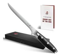 TUO Boning & Filleting Knife 7 Inch German High Carbon Stainless Steel Kitchen Fish Knife, Full Tang Pakkawood Handle Black Hawk Series