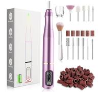 TUOBEO Cordless Nail Drill Electric Rechargeable File Kit, Professional Efile Acrylic Gel Nail Polish Remover Pedicure Manicure Machine Portable Set with 11 Bits 56 Sanding Bands for Salon Home Purple