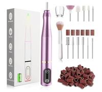 TUOBEO Cordless Nail Drill Electric Rechargeable File Kit, Professional Efile Acrylic Gel Nail Polish Remover Pedicure Manicure Machine Portable Set with 11 Bits 56 Sanding Bands for Salon Home Purple