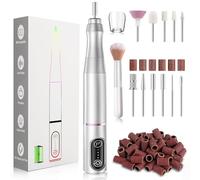 TUOBEO Cordless Nail Drill Electric Rechargeable File Kit, Professional Efile Acrylic Gel Nail Polish Remover Pedicure Manicure Machine Portable Set with 11 Bits 56 Sanding Bands for Salon Home Silver