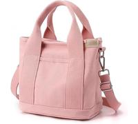 Tuobo Small Tote Bag with Zipper, 2024 Canvas Multi-Pocket Crossbody Bag Shoulder Bag Satchel Hobo Bag Messenger Bag, Pink, L