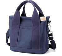 Tuobo Small Tote Bag with Zipper, 2024 Canvas Multi-Pocket Crossbody Bag Shoulder Bag Satchel Hobo Bag Messenger Bag, Blue, S