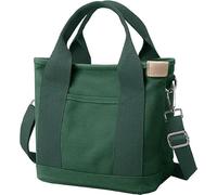 Tuobo Small Tote Bag with Zipper, 2024 Canvas Multi-Pocket Crossbody Bag Shoulder Bag Satchel Hobo Bag Messenger Bag, Dark Green, S