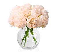 Tuocal 2 Bunches Artificial Peonies, 10 PCS Silk Single Stem Peony Fake Flowers Realistic Bouquet for Wedding Home Party Table Centerpieces Floral Arrangement Hotel Office Decor, Champagne Pink