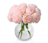 Tuocal 2 Bunches Peony Artificial Flowers, 10 PCS Silk Single Stem Peony Fake Flowers Realistic Bouquet for Wedding Home Party Table Centerpieces Floral Arrangement Hotel Office Decor, Light Pink