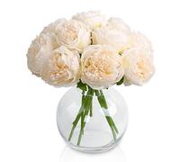 Tuocal 2 Bunches Peony Artificial Flowers, 10 PCS Silk Single Stem Peony Fake Flowers Realistic Bouquet for Wedding Home Party Table Centerpieces Floral Arrangement Hotel Office Decor, Champagne Gold