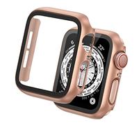 Tuocal 2 Pack Hard PC Case Compatible with iWatch 40mm 44mm Series 6/5 / 4/3 / SE, Overall PC Case for Men Women Thin Glass Screen Overall Protective Cover for iWatch, Rosegold