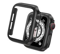 Tuocal 2 Pack Hard PC Case Compatible with iWatch 40mm 44mm Series 6/5 / 4/3 / SE, Overall PC Case for Men Women Thin Glass Screen Overall Protective Cover for iWatch, Black
