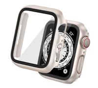 Tuocal 2 Pack Hard PC Case Compatible with iWatch 45mm Series 7, Overall PC Case for Men Women Thin Glass Screen Overall Protective Cover for 45mm iWatch, Starlight
