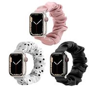 Tuocal 3 Pack Scrunchie Elastic Strap Compatible with Apple Watch Strap 38mm 40mm 41mm 42mm(Series 10), Soft Cloth Printed Fabric Replacement Strap Women Men for iWatch Series 10 9 8 7 6 5 4 3 2 SE