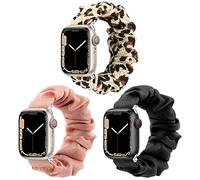 Tuocal 3 Pack Scrunchie Elastic Strap Compatible with Apple Watch Strap 38mm 40mm 41mm 42mm(Series 10), Soft Cloth Printed Fabric Replacement Strap Women Men for iWatch Series 10 9 8 7 6 5 4 3 2 SE